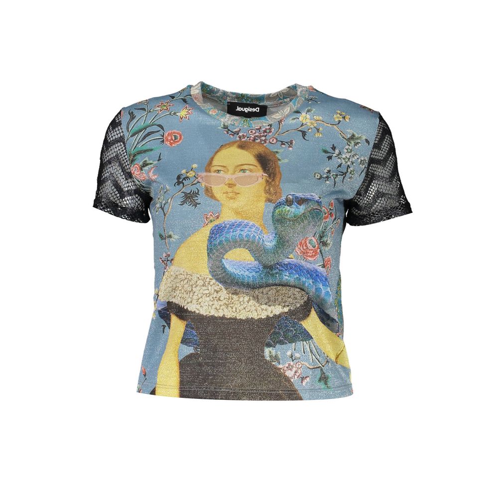Desigual Blaues Polyester-T-Shirt für Damen