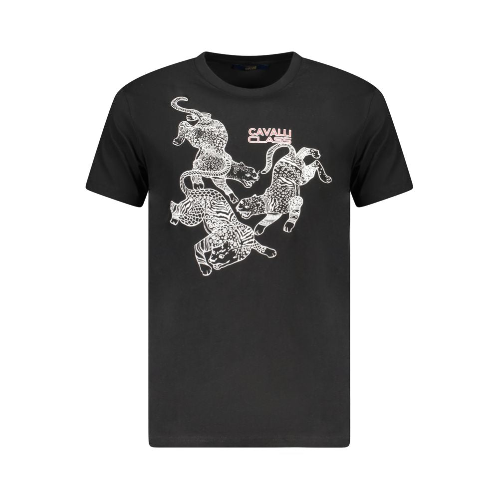 Cavalli Class Schwarzes Herren-T-Shirt aus Baumwolle