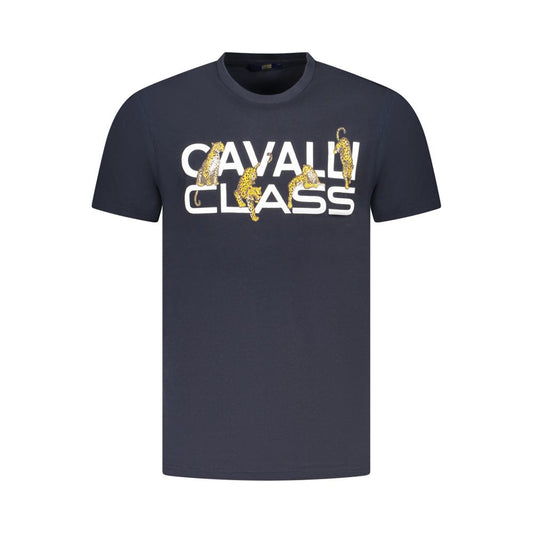Cavalli Class Herren-T-Shirt aus blauer Baumwolle