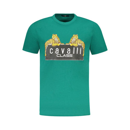 Cavalli Class Grünes Herren-T-Shirt aus Baumwolle