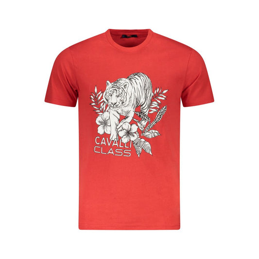 Cavalli Class Rotes Herren-T-Shirt aus Baumwolle