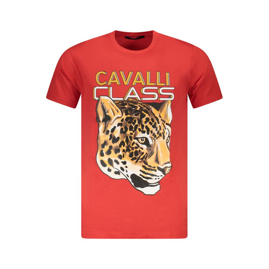 Cavalli Class Rotes Herren-T-Shirt aus Baumwolle