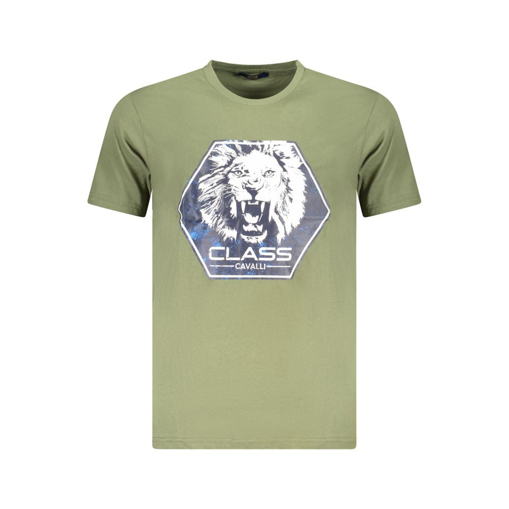 Cavalli Class Grünes Herren-T-Shirt aus Baumwolle