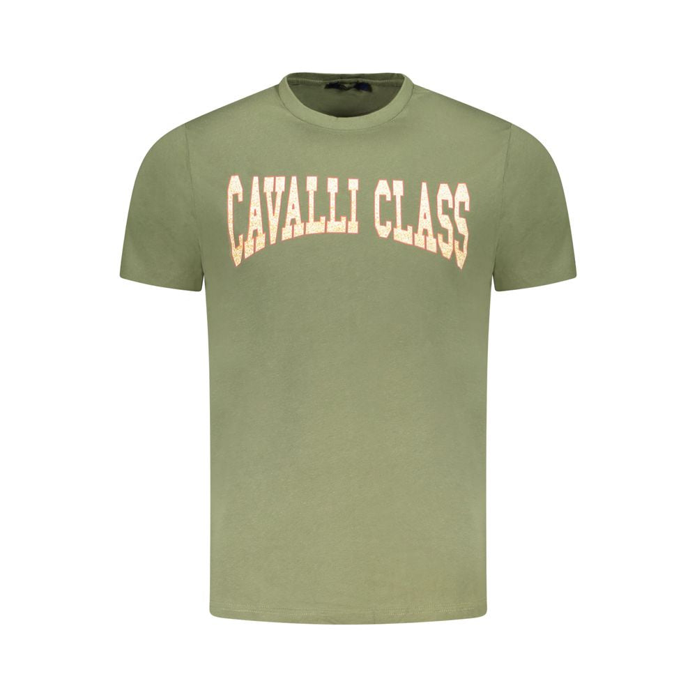 Cavalli Class Grünes Herren-T-Shirt aus Baumwolle