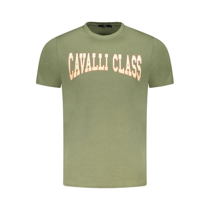 Cavalli Class Grünes Herren-T-Shirt aus Baumwolle
