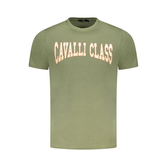 Cavalli Class Grünes Herren-T-Shirt aus Baumwolle