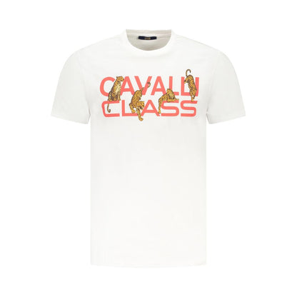 Cavalli Class Weißes Herren-T-Shirt aus Baumwolle