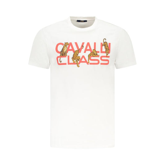 Cavalli Class Weißes Herren-T-Shirt aus Baumwolle