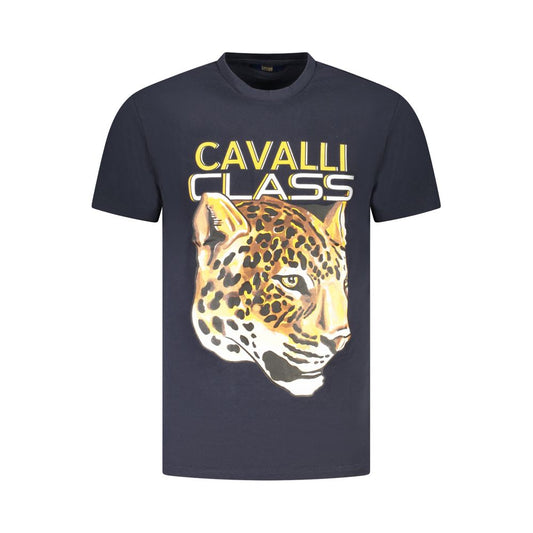 Cavalli Class Herren-T-Shirt aus blauer Baumwolle