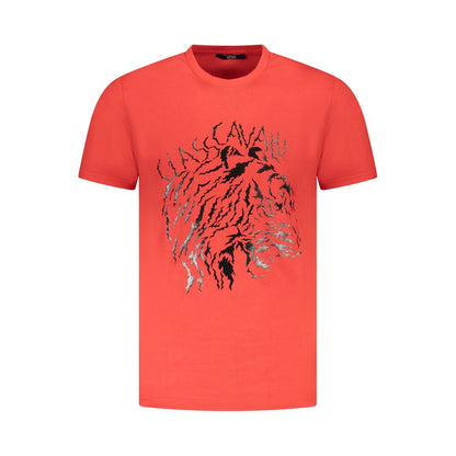Cavalli Class Rotes Herren-T-Shirt aus Baumwolle