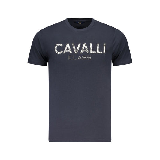 Cavalli Class Herren-T-Shirt aus blauer Baumwolle