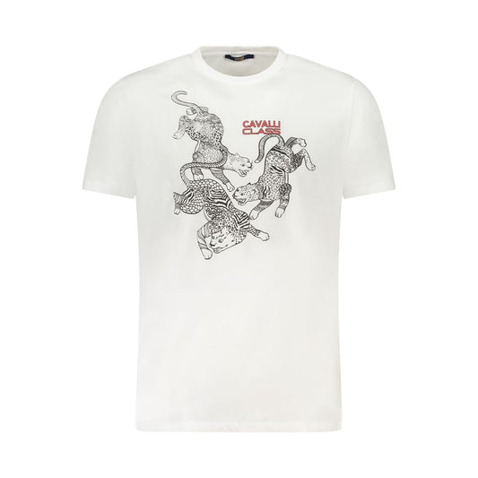 Cavalli Class Weißes Herren-T-Shirt aus Baumwolle