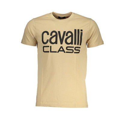 Cavalli Class – Beiges Baumwoll-T-Shirt