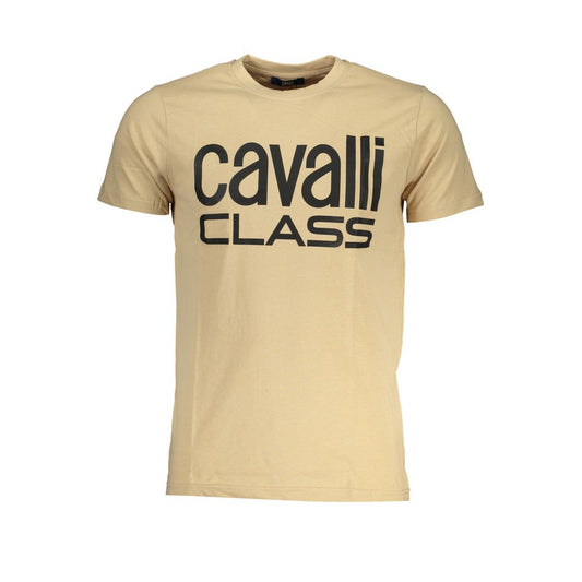 Cavalli Class – Beiges Baumwoll-T-Shirt