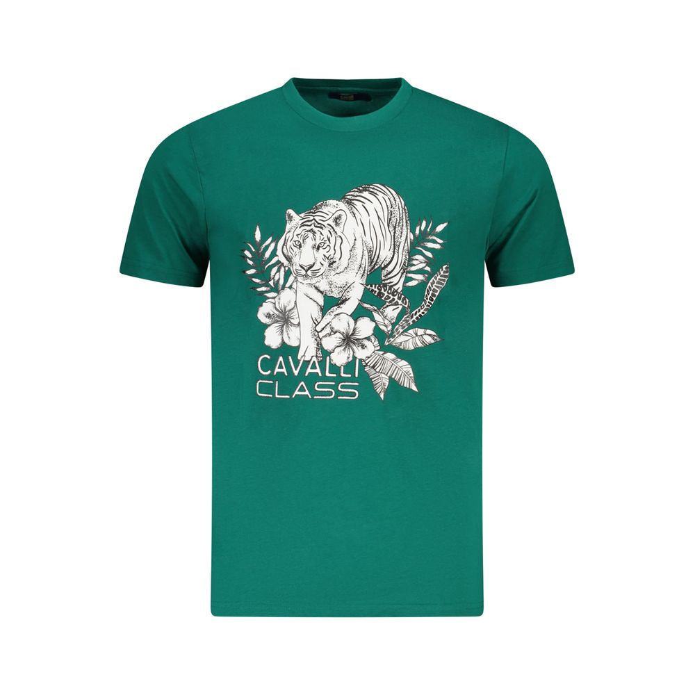 Cavalli Class Grünes Herren-T-Shirt aus Baumwolle