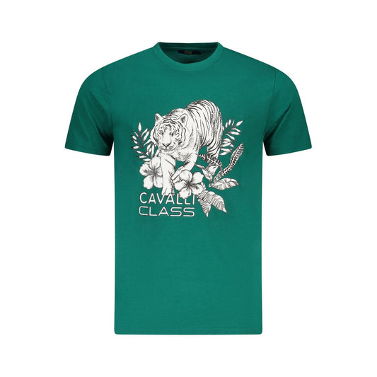 Cavalli Class Grünes Herren-T-Shirt aus Baumwolle