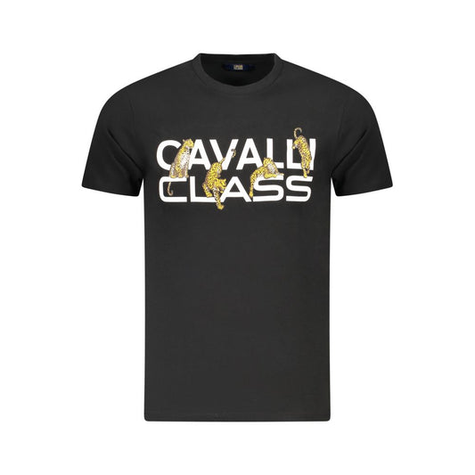 Cavalli Class Schwarzes Herren-T-Shirt aus Baumwolle