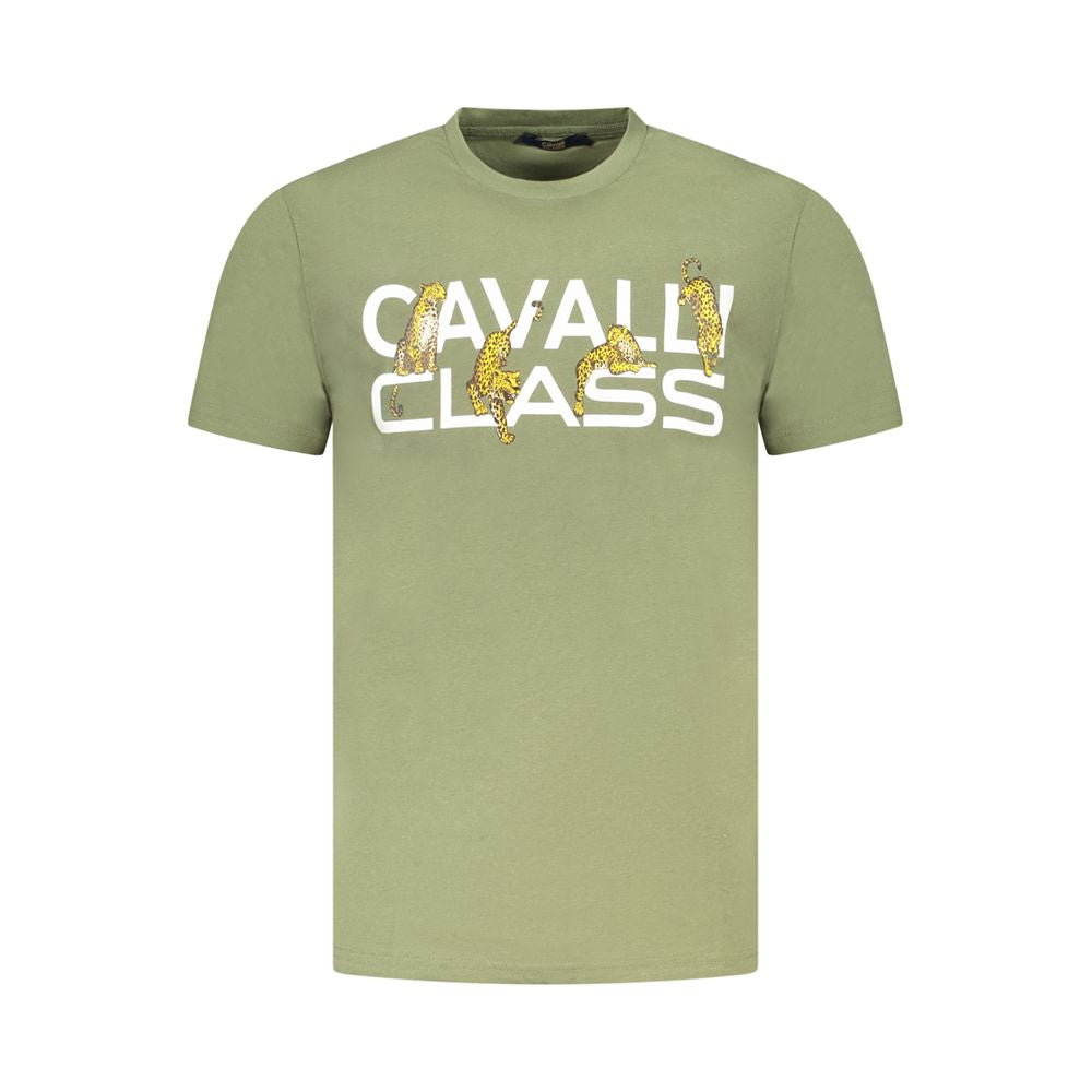 Cavalli Class Grünes Herren-T-Shirt aus Baumwolle