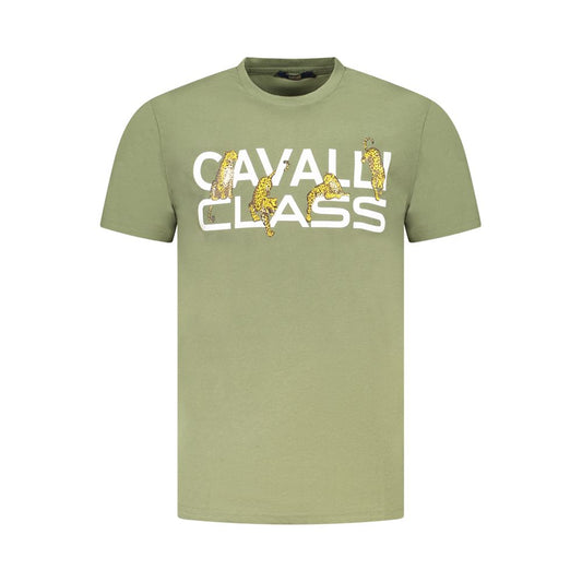 Cavalli Class Grünes Herren-T-Shirt aus Baumwolle