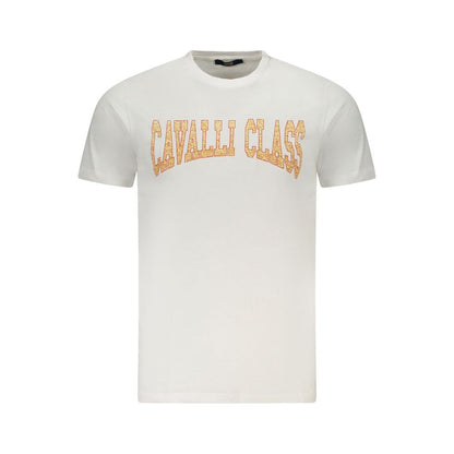 Cavalli Class Weißes Herren-T-Shirt aus Baumwolle