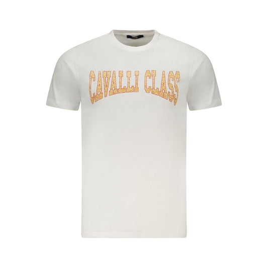 Cavalli Class Weißes Herren-T-Shirt aus Baumwolle