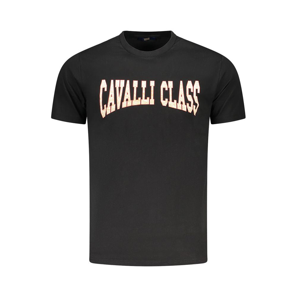 Cavalli Class Schwarzes Herren-T-Shirt aus Baumwolle