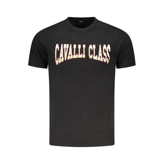 Cavalli Class Schwarzes Herren-T-Shirt aus Baumwolle