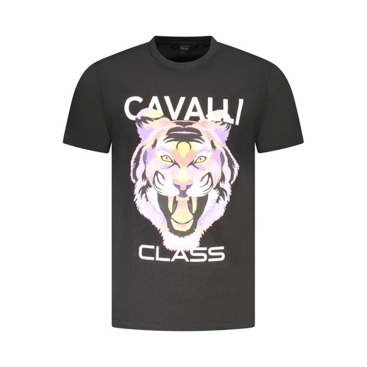 Cavalli Class Schwarzes Herren-T-Shirt aus Baumwolle