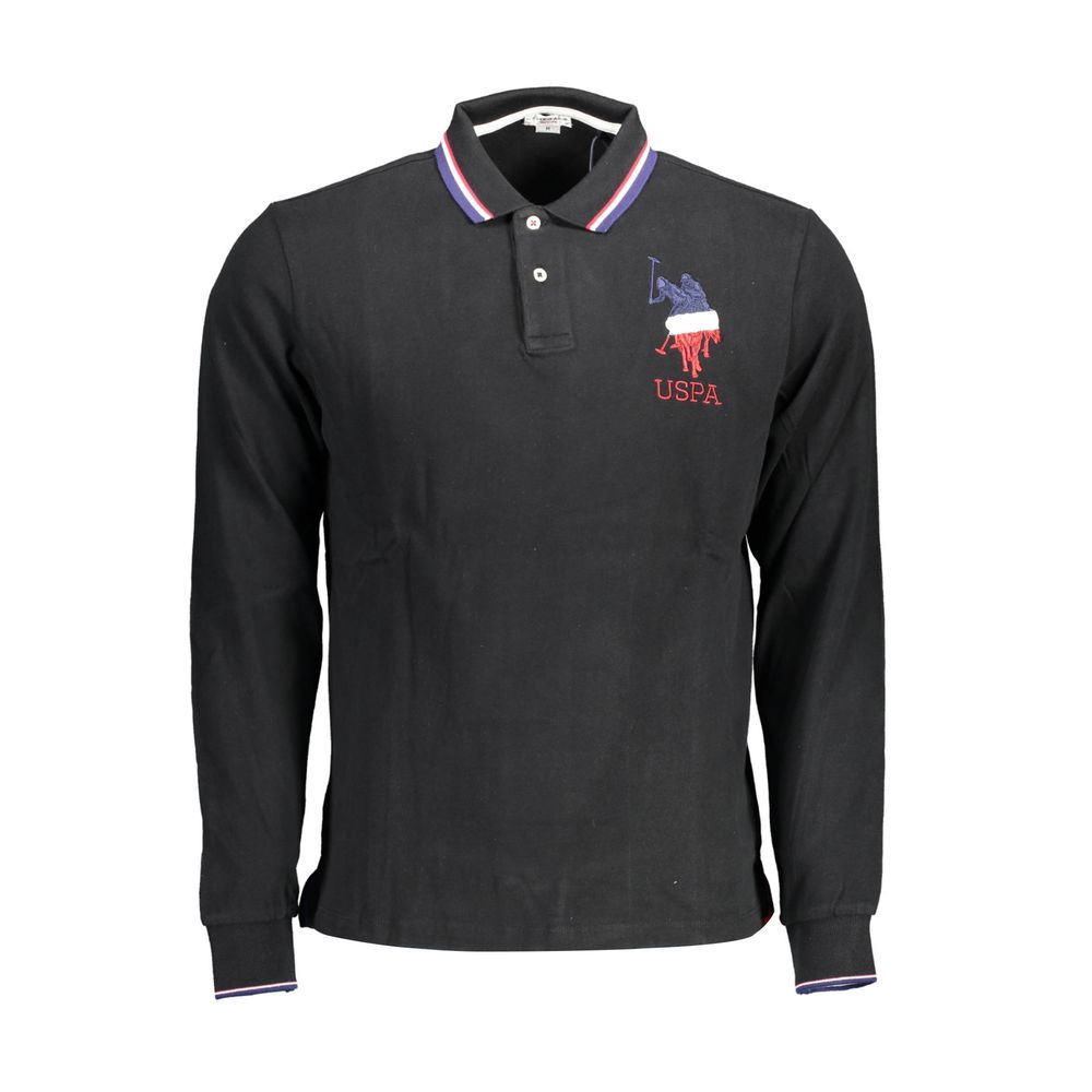 US POLO ASSN. Schwarzes Herren-Poloshirt aus Baumwolle