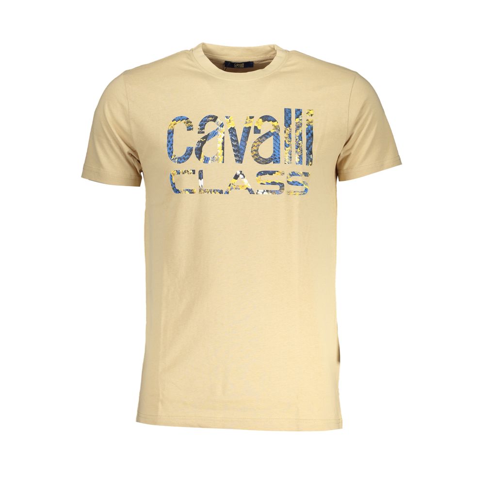 Cavalli Class – Beiges Baumwoll-T-Shirt