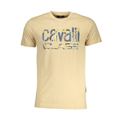 Cavalli Class – Beiges Baumwoll-T-Shirt