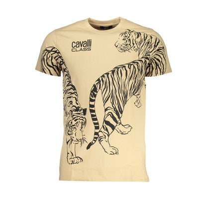 Cavalli Class – Beiges Baumwoll-T-Shirt