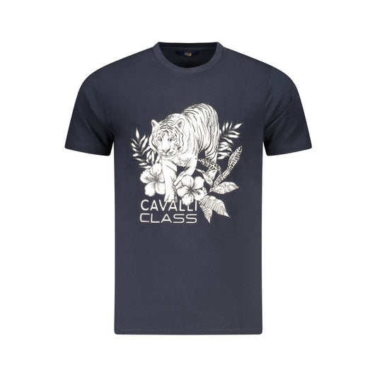 Cavalli Class Herren-T-Shirt aus blauer Baumwolle