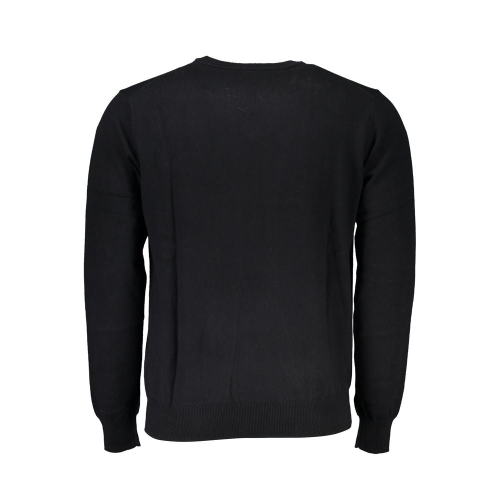 Harmont &amp; Blaine – Eleganter, bestickter schwarzer Pullover mit V-Ausschnitt