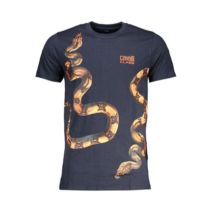Blaues Baumwoll-T-Shirt der Cavalli Class