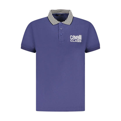 Cavalli Class Herren-Poloshirt aus blauer Baumwolle