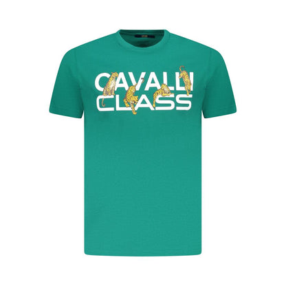 Cavalli Class Grünes Herren-T-Shirt aus Baumwolle