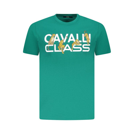 Cavalli Class Grünes Herren-T-Shirt aus Baumwolle