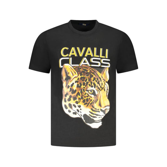 Cavalli Class Schwarzes Herren-T-Shirt aus Baumwolle