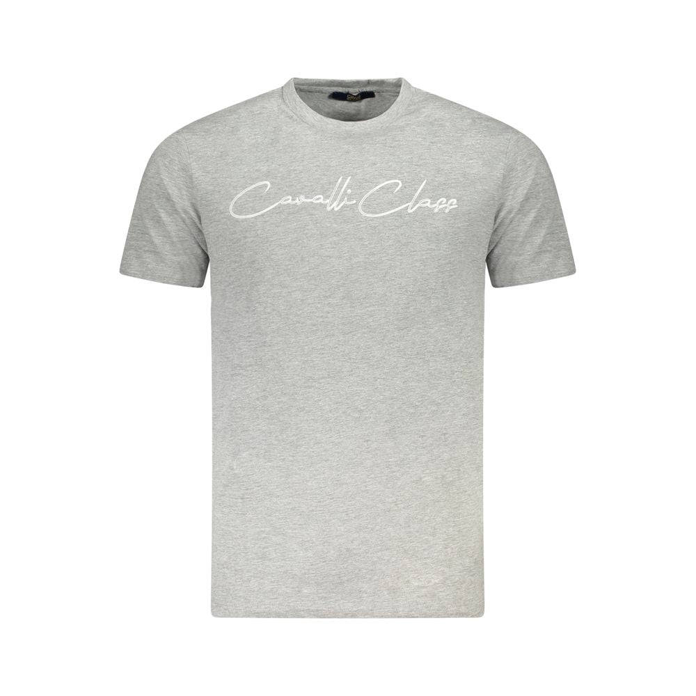 Cavalli Class Graues Herren-T-Shirt aus Baumwolle