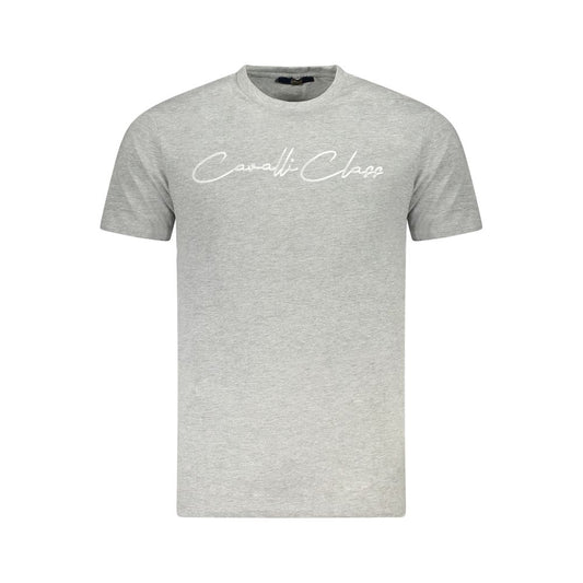 Cavalli Class Graues Herren-T-Shirt aus Baumwolle