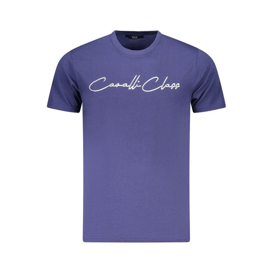 Cavalli Class Herren-T-Shirt aus blauer Baumwolle