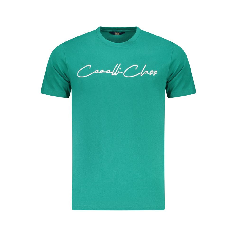 Cavalli Class Grünes Herren-T-Shirt aus Baumwolle