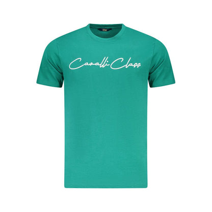 Cavalli Class Grünes Herren-T-Shirt aus Baumwolle