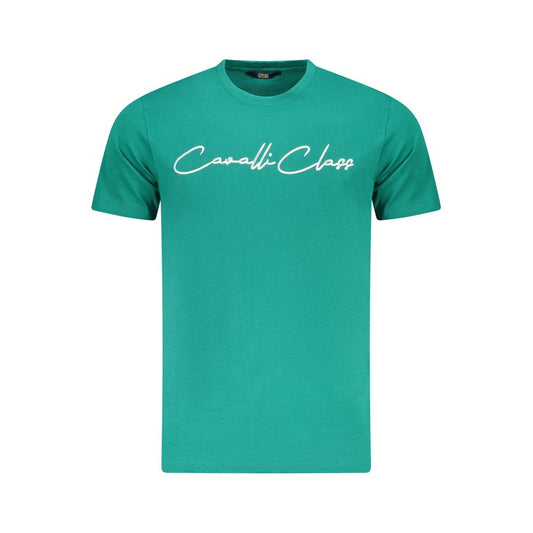 Cavalli Class Grünes Herren-T-Shirt aus Baumwolle