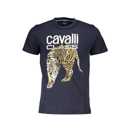 Cavalli Class Herren-T-Shirt aus blauer Baumwolle