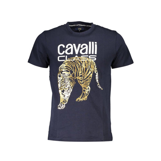 Cavalli Class Herren-T-Shirt aus blauer Baumwolle