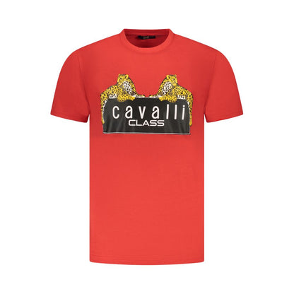 Cavalli Class Rotes Herren-T-Shirt aus Baumwolle