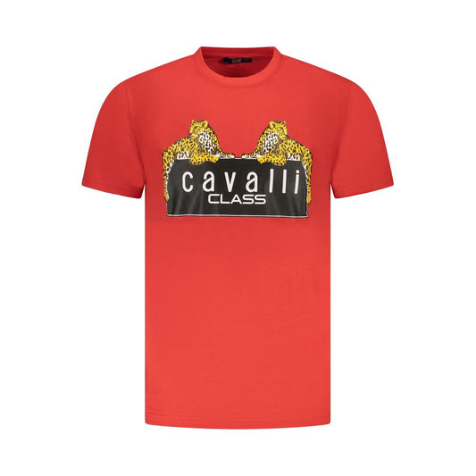 Cavalli Class Rotes Herren-T-Shirt aus Baumwolle