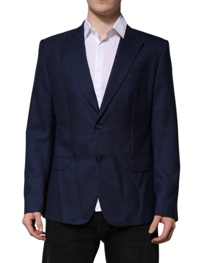Dolce &amp; Gabbana – Einreihiger Anzugmantel-Blazer aus blauer Wolle